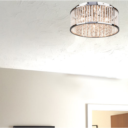 Rosdorf Park Chidester 3 Light 35cm Chrome Crystal Flush Mount Ceiling